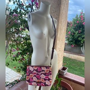 Fossil Burgandy Floral Crossbody Bag